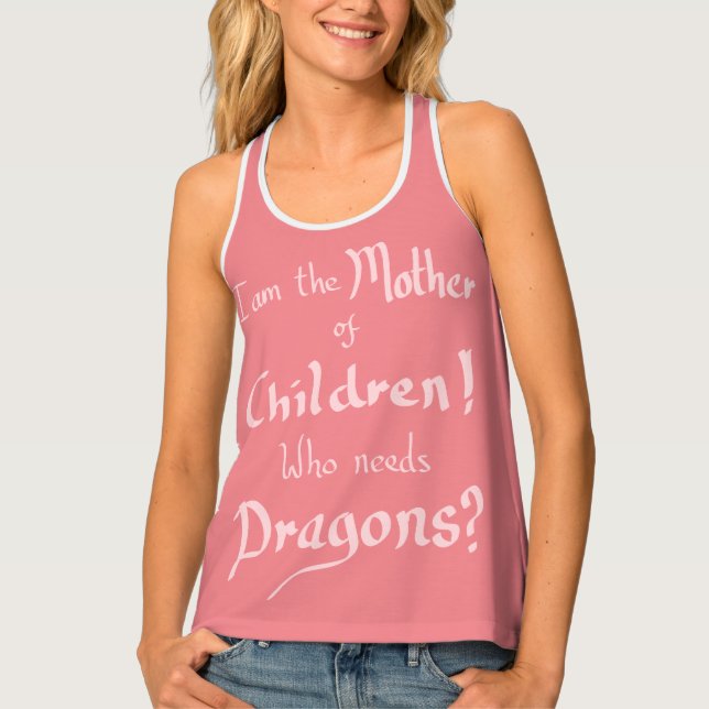 Funny Mother Children Dragons Handgeschriebenes Ro Tanktop (Vorderseite)