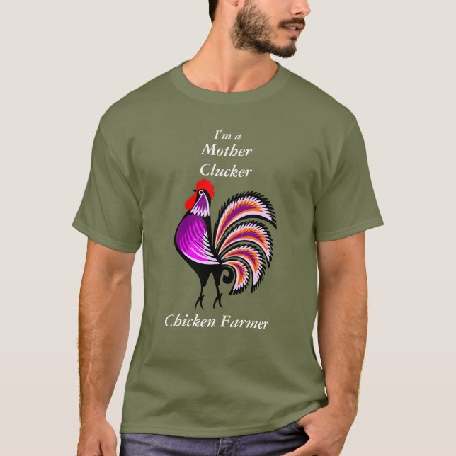 Funny Mother Clucker Hühnchen Bauer Lila Hen T-Shirt (Vorderseite)