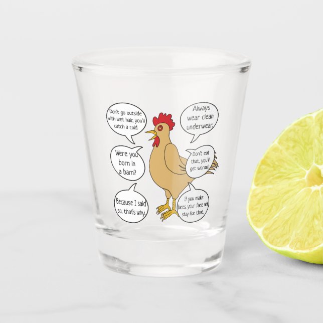 Funny Mother Hen Advice Mama Schnapsglas (Vorderseite)