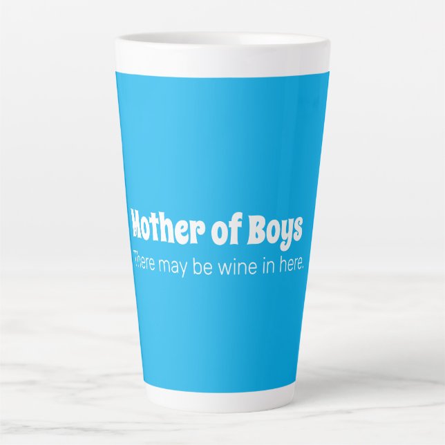 Funny Mother of Boys Bright Blue Milchtasse (Vorderseite)