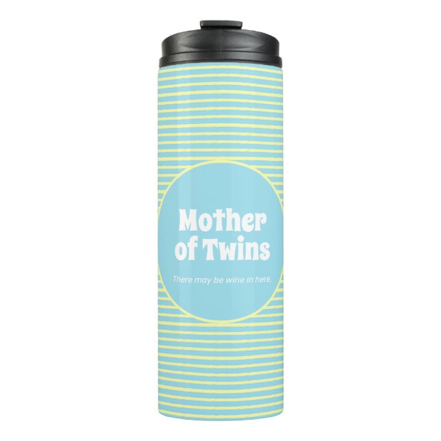 Funny Mother Twins Pastel Stripes Thermosbecher (Vorderseite)