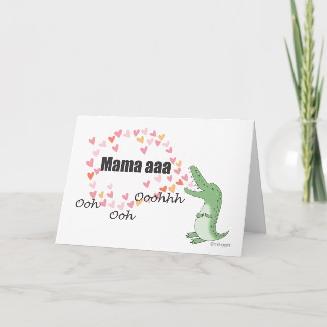 Funny Mother's day Card Queen singen Alligator Karte (Vorderseite)