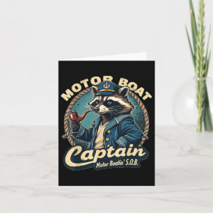 Funny Motor Boot Captain Nautical Raccoon Meme Cos Karte