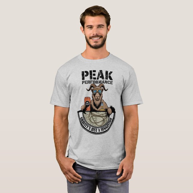 Funny Mountain Goat Gravity - Peak Performance T-Shirt (Vorne ganz)