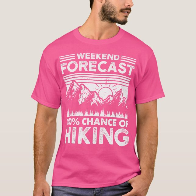 Funny Mountain Wiker Weekend Forecast Camping Hiki T-Shirt (Vorderseite)