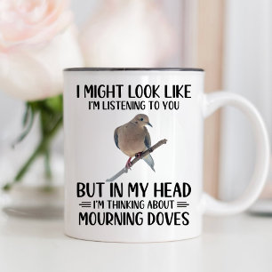 Funny Mourning Dove Lover Woodpecker, Elfenbein ge Zweifarbige Tasse