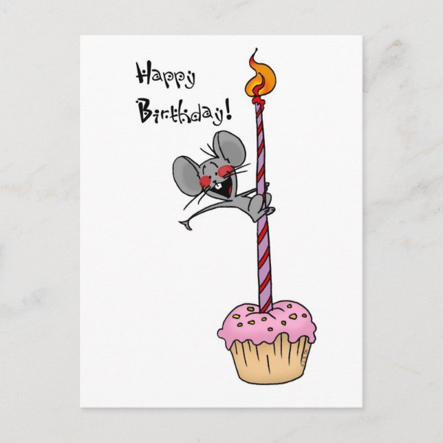 Funny Mouse Hand Drawing Geburtstagsdesign Postkarte (Vorderseite)