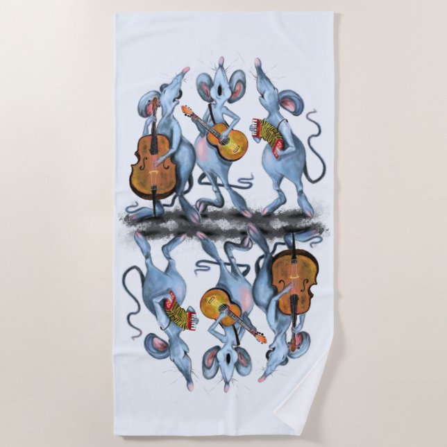 Funny Mouse Music Band Beach Handtuch (Vorderseite)