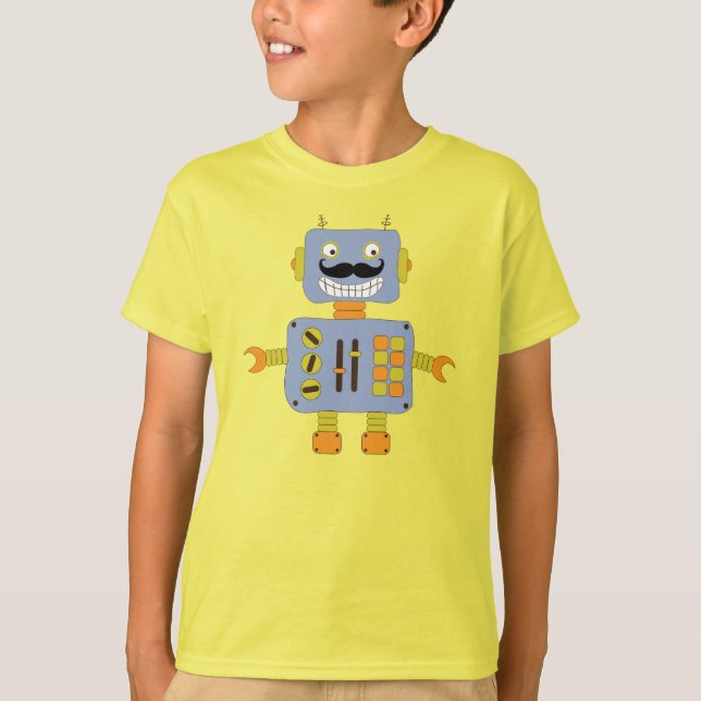 Funny Moustache Robot T-Shirt (Vorderseite)