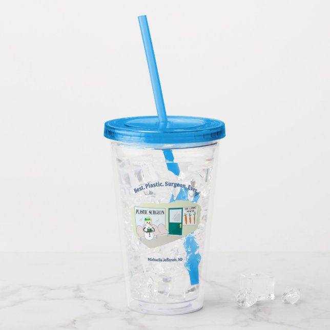 Funny Ms Frosty auf Cartoon eines plastischen Chir Acryltrinkbecher (Vorderseite Ice)