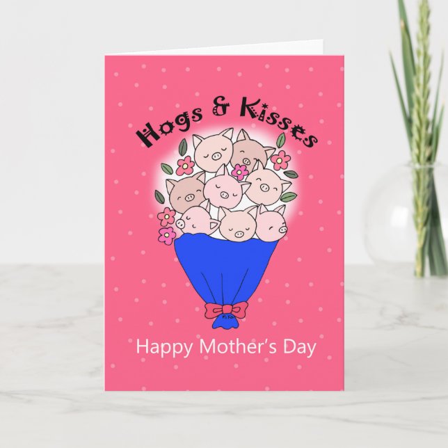 Funny Mthers Day Niedlich Pig Hogs und Kisses Flor Karte (Vorderseite)