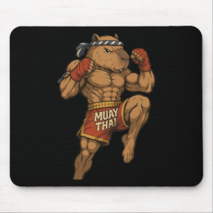 Funny Muay Thai Capybara Thai Boxing Martial Arts Mousepad