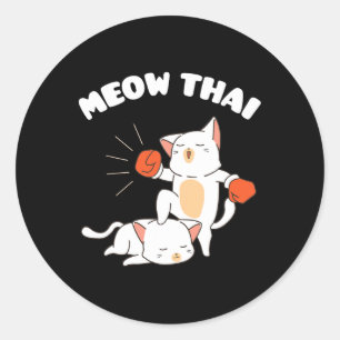 Funny Muay Thai Cats Thai Boxing Fighter Geschenk Runder Aufkleber
