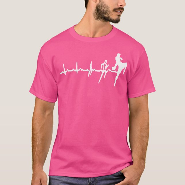 Funny Muay Thai Heartbeat Herz Kickboxing Liebe T-Shirt (Vorderseite)