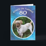 Funny Muddy Dog Advice for Turning 80 Birthday Karte<br><div class="desc">Nehmen Sie es von Muddy Buddy, hier ist, wie Sie das Leben nach Ihrem großen 80. Geburtstag genießen können! Gehen Sie voran, spielen Sie im Schlamm, genießen Sie das Leben in vollem Umfang! Die Barley Cards bieten Rettungs-Tiermodelle und geben humanen Gesellschaften zurück.</div>