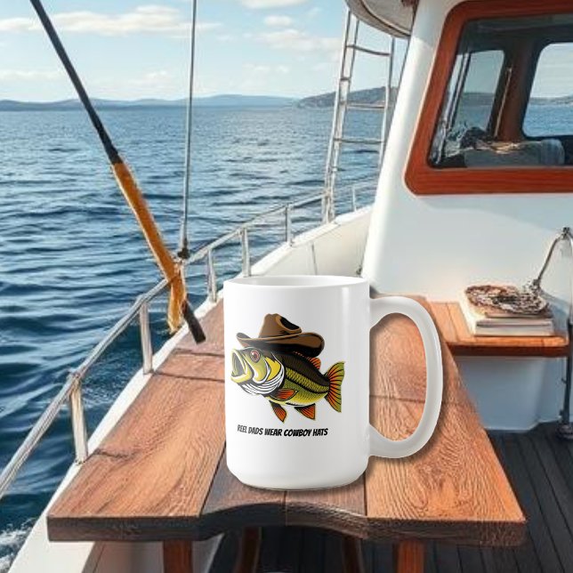 Funny Mug Bass Fish mit Cowboy Hat Kaffeetasse (Funny Mug Bass Fish with a Cowboy Hat  fathers day gift)