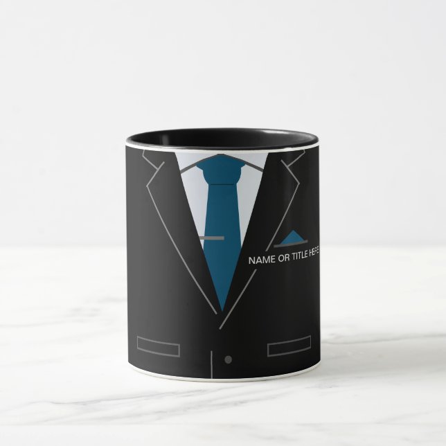Funny Mug Business Black Anzug - Ihr Name /Titel Tasse (Zentrum)