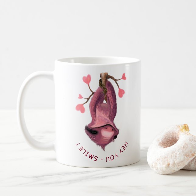 Funny Mug Geschenk mit spielerischem Sloth - Läche Kaffeetasse (Mit Donut)