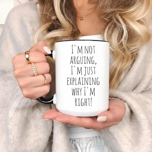 Funny Mug, I'm Just Explaining Why I'm Right! Zweifarbige Tasse (Lawyer mug gift, graduation gift for lawyer, law school student gift, law student gift for women,)
