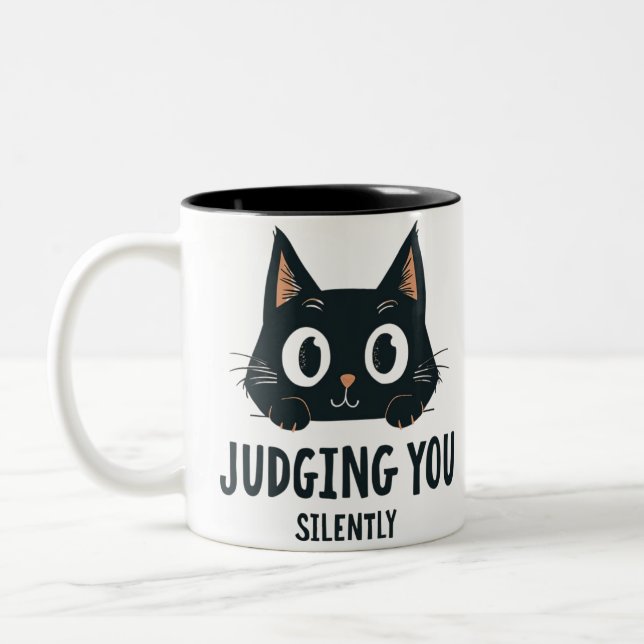 Funny mug Judgmental Cut Cat Cups Geschenk Zweifarbige Tasse (Links)