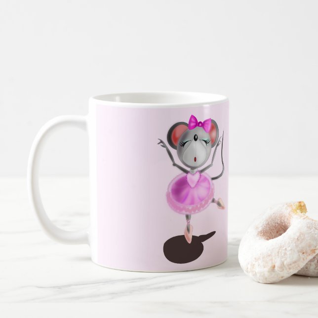 Funny Mug mit Ballerina Mouse Happy Ballet Dancer Kaffeetasse (Mit Donut)