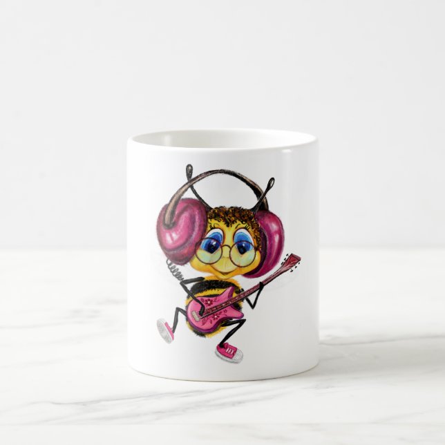 Funny Mug mit Guitar Player Bee Kaffeetasse (Mittel)