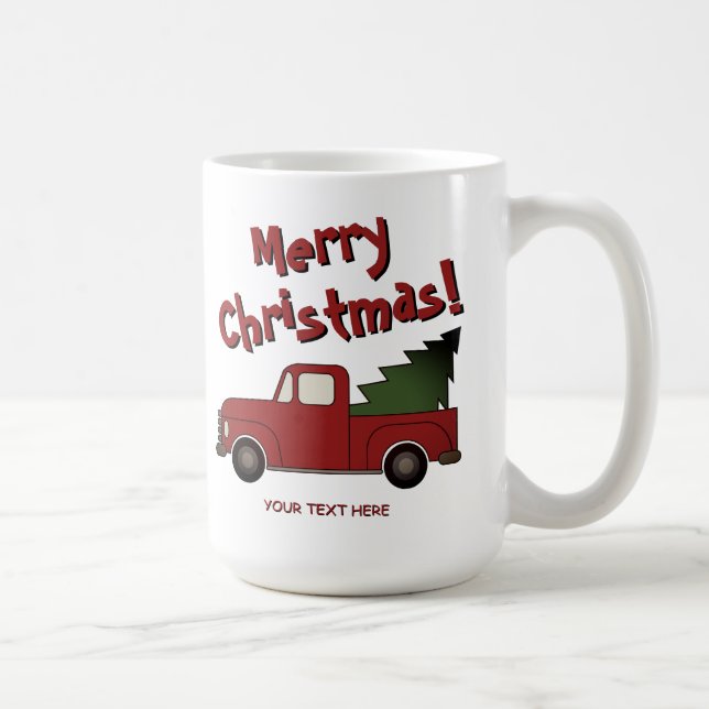 Funny mug with old red truck and Christmas tree (Droite)