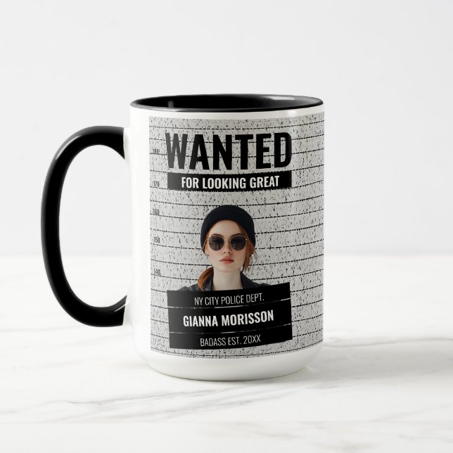 Funny Mugshot Gewollt Poster Individuelle Name & T Tasse (Links)