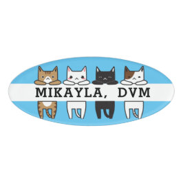 Funny Multicolor Cat Frame Blue  Namenschild