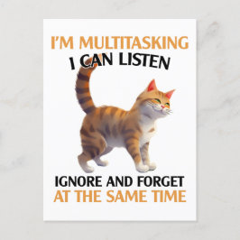 Funny Multitasking Cat Postkarte