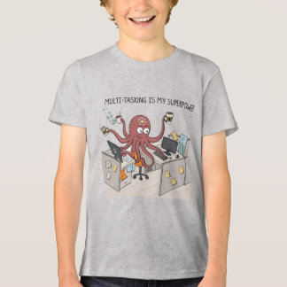 Funny Multitasking Octopus | Büro Humor Cartoon Tri-Blend Shirt