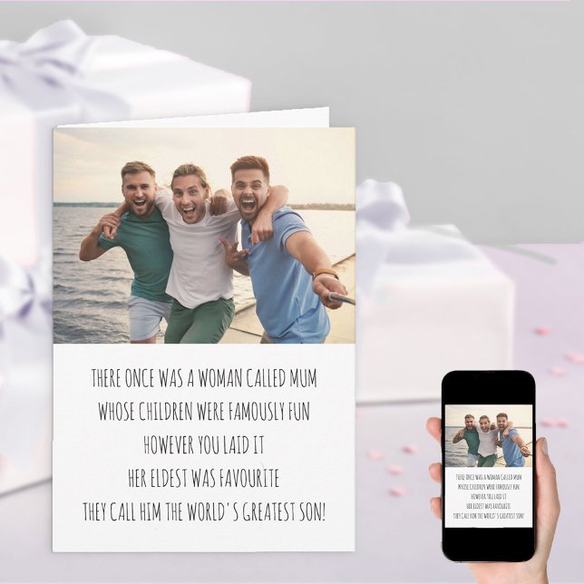 Funny Mum Limerick Lieblings-Sohn Foto Geburtstag Karte (Von Creator hochgeladen)