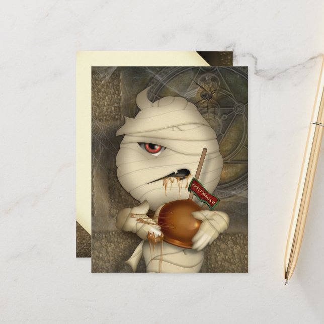 Funny Mummy Halloween Costume Postkarte (Vorderseite/Rückseite Beispiel)