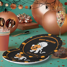 Funny Mummy Walking mit Halloween Pumpkin Party Pappteller