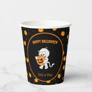 Funny Mummy Walking mit Pumpkin Halloween-Party Pappbecher