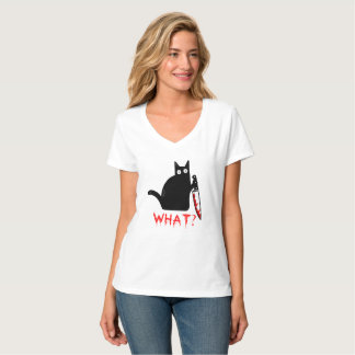 Funny Murderous Black Cat Was? Haltemesser T-Shirt