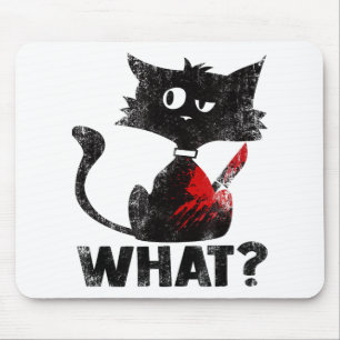 Funny Murderous Black Cat was mit Knife Hallowee Mousepad