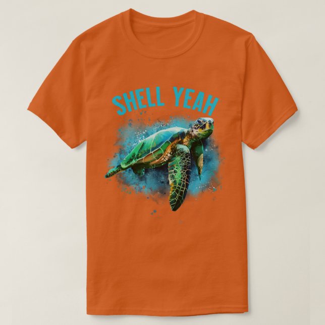 Funny Muschel Yeah Ferien Beach Sea Turtle1 T-Shirt (Design vorne)