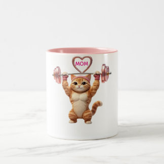 Funny Muscular Cat Mother's Day Gym Mom Coffee Mug Zweifarbige Tasse