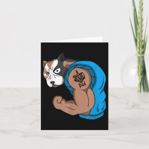 Funny Muscular Pit Bull Dog I Liebe Vater Tattoo L Karte