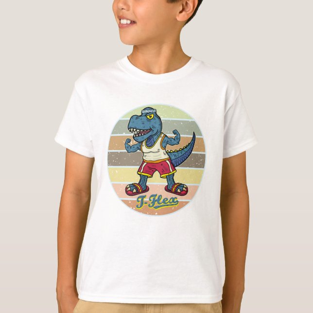 Funny Muscular Tyrannosaurus Rex T-Flex Workout T-Shirt (Vorderseite)