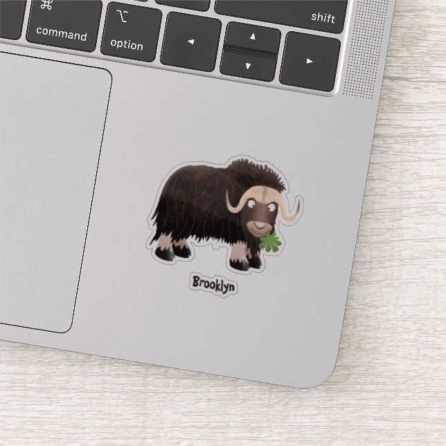 Funny muse ox Cartoon Illustration Aufkleber (Ausschnitt)