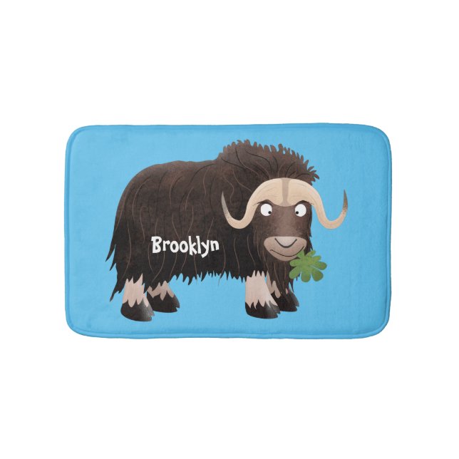 Funny muse ox Cartoon Illustration Badematte (Vorderseite)