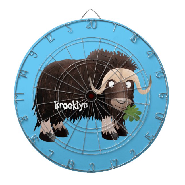 Funny muse ox Cartoon Illustration Dartscheibe (vorne)