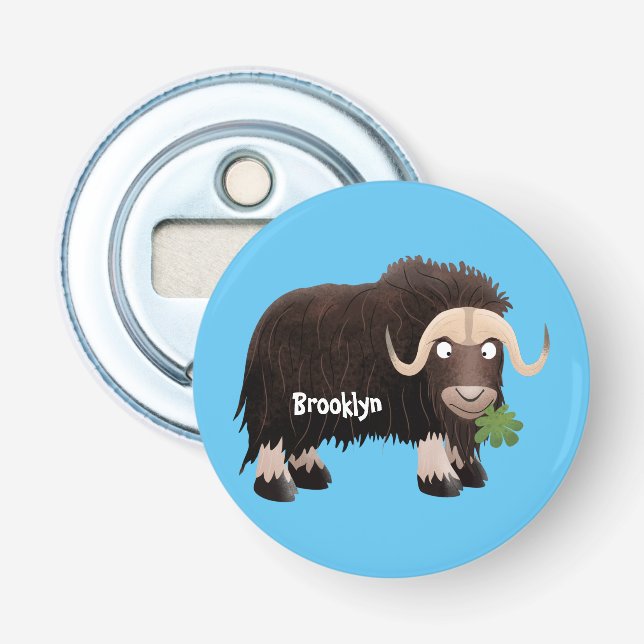 Funny muse ox Cartoon Illustration Flaschenöffner (Vorderseite)