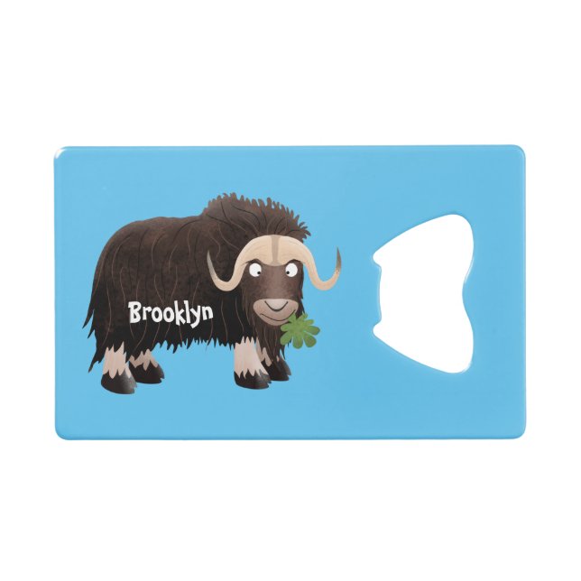 Funny muse ox Cartoon Illustration Geldbeutel Flaschenöffner (Vorderseite (Horizontal))