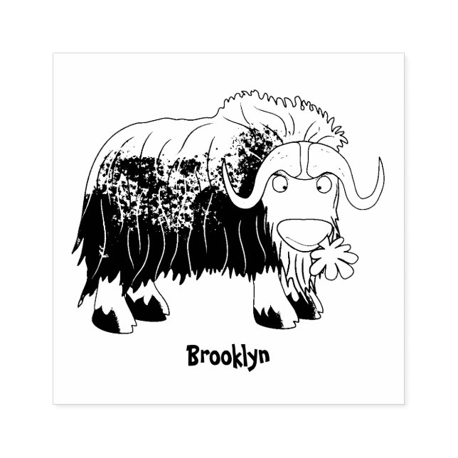Funny muse ox Cartoon Illustration Gummistempel (Prägung)