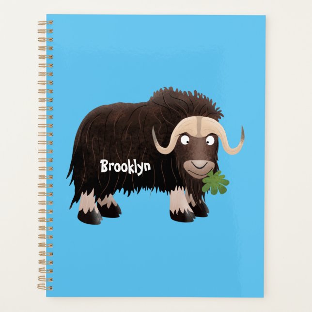 Funny muse ox Cartoon Illustration Planer (Vorderseite)