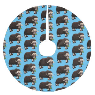 Funny muse ox Cartoon Illustration Polyester Weihnachtsbaumdecke