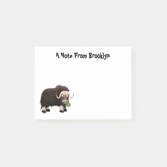 Funny muse ox Cartoon Illustration Post-it Klebezettel (Vorderseite)